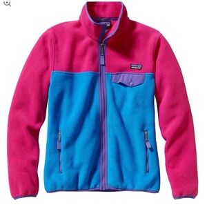 Patagonia Pink Blue Purple Synchilla Snap T Full Zip Andes Blue Fleece Jacket